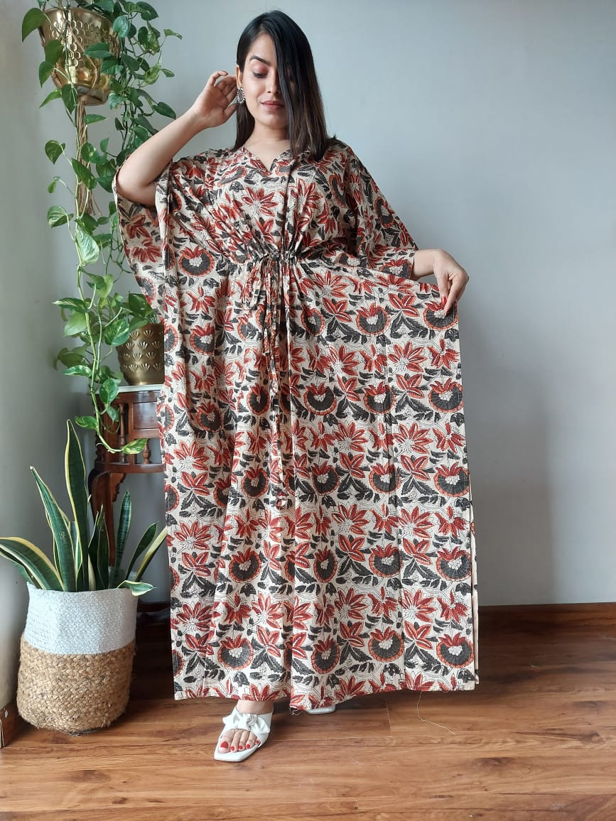 Dust Storm Block Printed Long Kaftan for Women