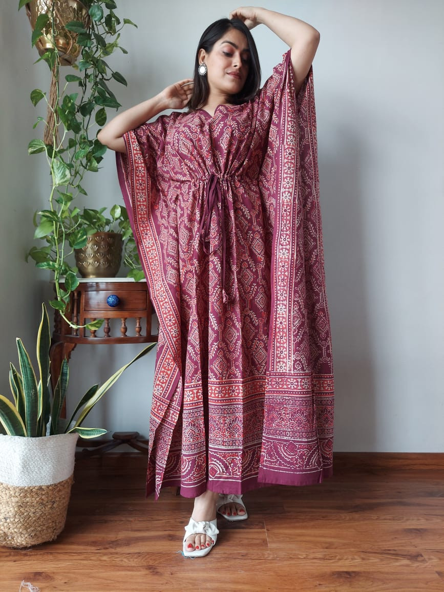 Maroon Kaftan Dress with trendy design