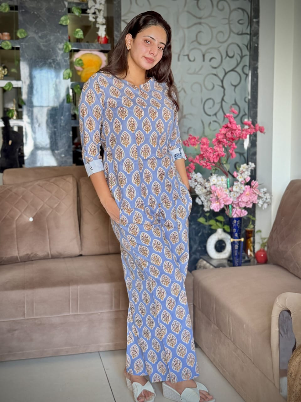 Periwinkle Blue Botanical Co-ord Set.